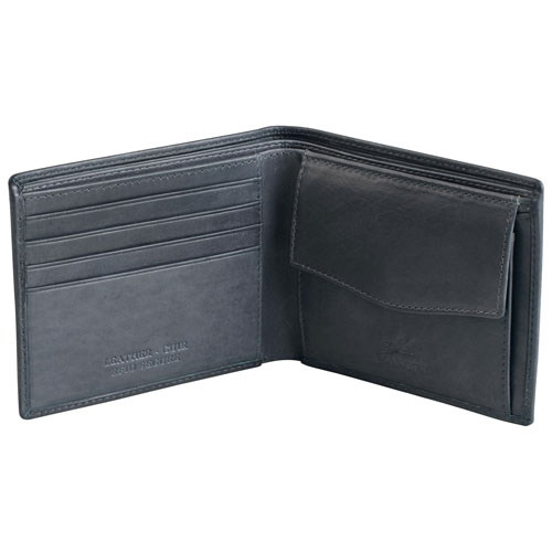 Mancini Bellagio RFID Genuine Leather Bi-fold Wallet with Coin Purse - Grey