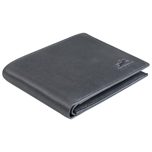 Mancini Bellagio RFID Genuine Leather Bi-fold Wallet with Coin Purse - Grey