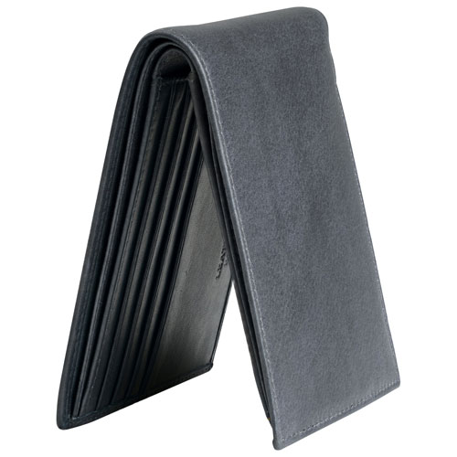 Mancini Bellagio RFID Genuine Leather Bi-fold Wallet with Coin Purse - Grey