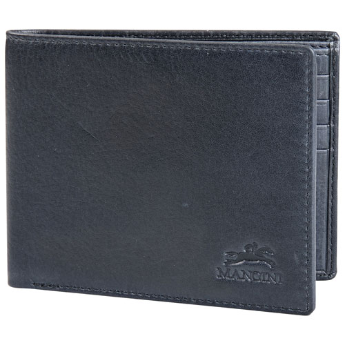 Mancini Bellagio RFID Genuine Leather Bi-fold Wallet - Black