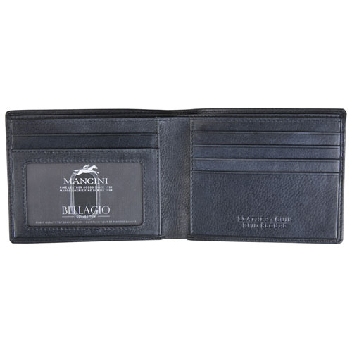 Mancini Bellagio RFID Genuine Leather Bi-fold Wallet - Black