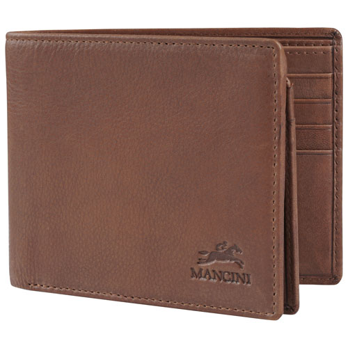 Mancini Bellagio RFID Genuine Leather Bi-fold Left Wing Wallet - Brown
