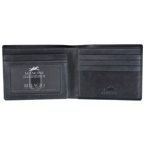 Portefeuille RFID à deux volets en cuir véritable avec volet gauche Bellagio de Mancini - Gris