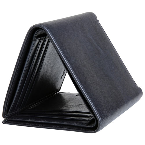 Portefeuille RFID à trois volets en cuir véritable Bellagio de Mancini - Noir