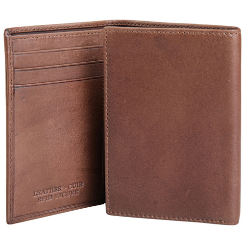 Portefeuille RFID à trois volets en cuir véritable Bellagio de Mancini - Brun