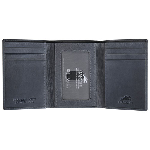 Portefeuille RFID à trois volets en cuir véritable Bellagio de Mancini - Gris