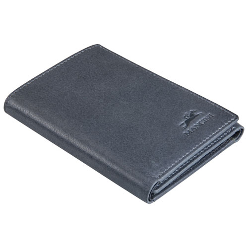 Portefeuille RFID à trois volets en cuir véritable Bellagio de Mancini - Gris