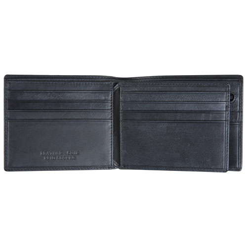 Mancini Bellagio RFID Genuine Leather Bi-fold Wing Zipper Wallet - Black