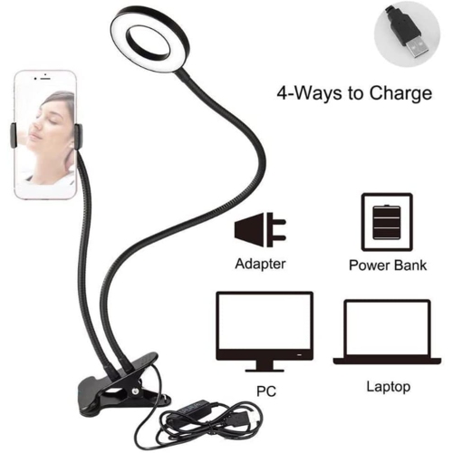 navor Ring Light Clip-on Desk with Cell Phone Holder, Video Conference Lighting Kit for Remote Working, Webcam Lighting for Video Calls, Live