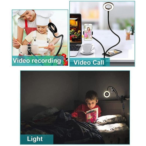 navor Ring Light Clip-on Desk with Cell Phone Holder, Video Conference Lighting Kit for Remote Working, Webcam Lighting for Video Calls, Live