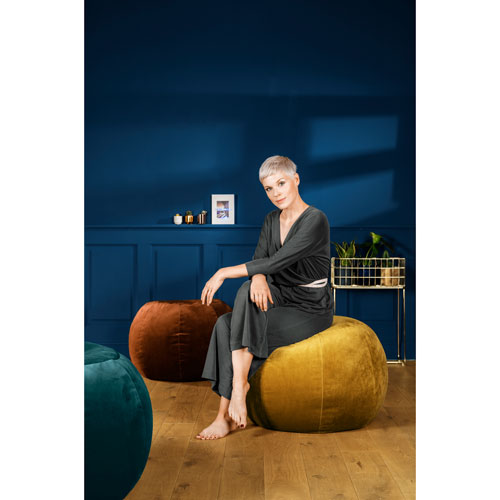 Gouchee Home Plump Velvet Polyester Pouf - Petrol