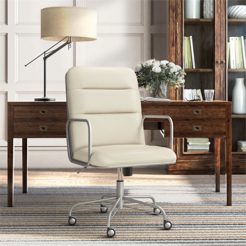 Scranton & Co Modern Executive Leather Desk Chair in White