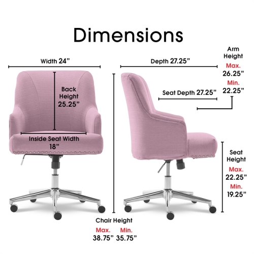 Scranton & Co Home Office Chair in Lilac Purple Twill Fabric