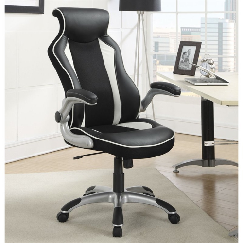 Scranton & Co Ergonomic Faux Leather Swivel Office Chair in Black and White