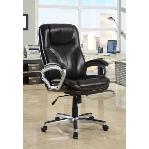 Scranton & Co Modern Office Chair in Puresoft Brown Faux Leather