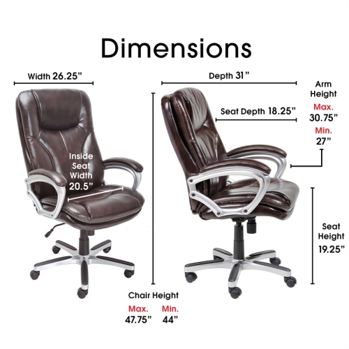 Scranton & Co Modern Office Chair in Puresoft Brown Faux Leather