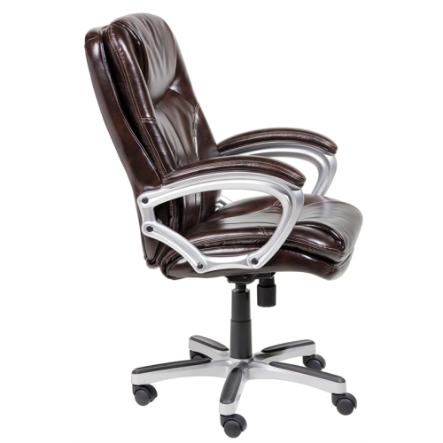 Scranton & Co Modern Office Chair in Puresoft Brown Faux Leather