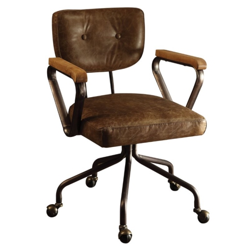 SCRANTON & CO  Leather Swivel Office Chair In Vintage Whiskey