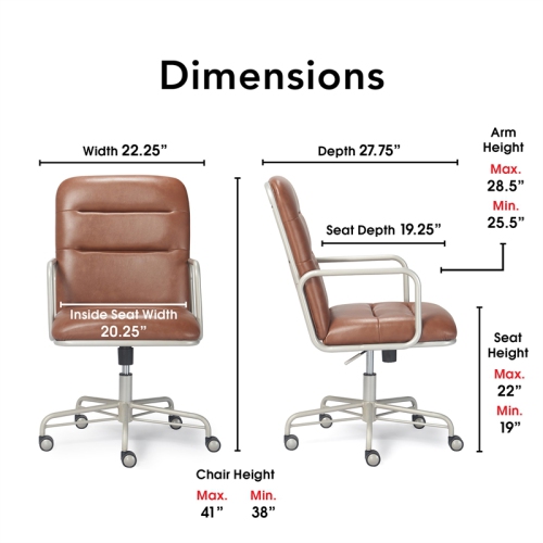 Scranton & Co Modern Executive Leather Desk Chair in Brown