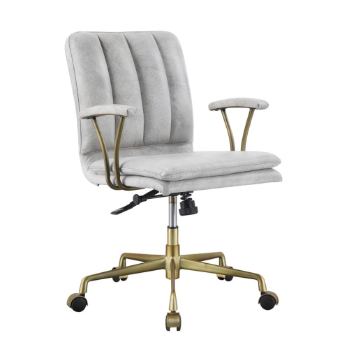 SCRANTON & CO  Chair In Vintage Top Grain Leather And Chrome In White