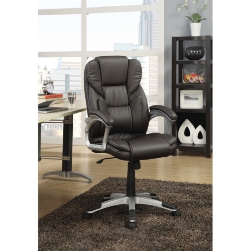 Scranton & Co Adjustable Lumbar Support Faux Leather Office Chair in Brown