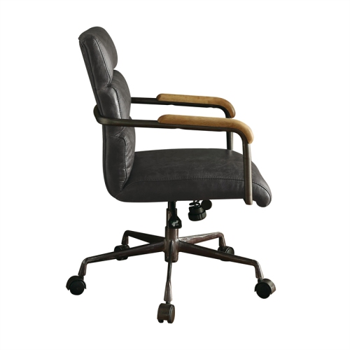 Scranton & Co Modern Leather Swivel Office Chair in Antique Ebony