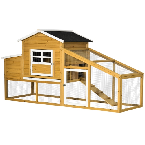 PawHut 79" Wooden Chicken Coop, Outdoor Hen House, Poultry Habitat with