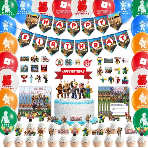 Roblox Party Supplies, Roblox Birthday Party Decorations, Robot Blocks Birthday Party Supplies, Sandbox Video Game Party Supplies for Kids Include Ba