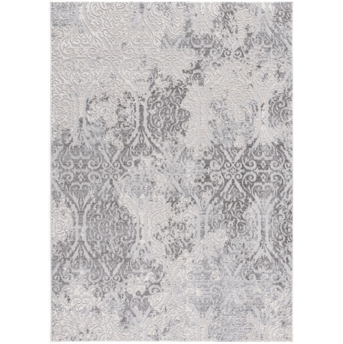 RUG BRANCH  Serica Transitional Distressed Damask Grey/beige Indoor Area Rug