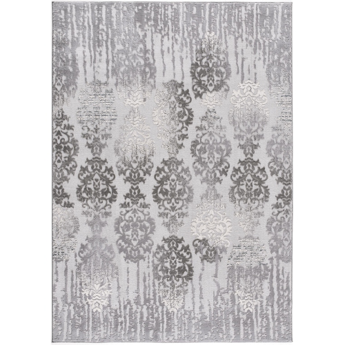 RUG BRANCH  Ravenna Transitional Distressed Damask Grey/beige Indoor Area Rug