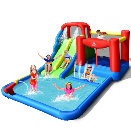 Costway Inflatable Water Slide Kids Jumping Bounce Castle w/ Ocean Balls Blower Excluded