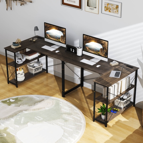 Costway 48" Reversible L Shaped Computer Desk Home Office Table Adjustable Shelf