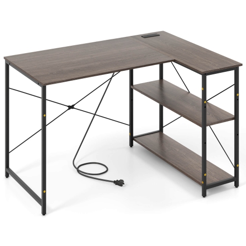 Costway 48" Reversible L Shaped Computer Desk Home Office Table Adjustable Shelf