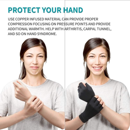 ISTAR Compression Gloves For Women And Men -Copper Arthritis Gloves For Hand Suppor