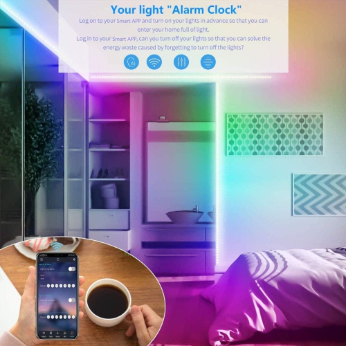 5050 Veilleuses à bande LED, 32,8 pieds RGB Gaming WiFi Bande LED à changement de couleur Fonctionne avec Alexa et Google Home, Éclairage sous le
