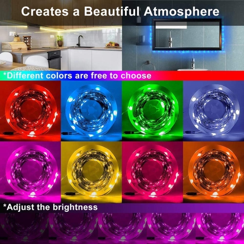 5050 Veilleuses à bande LED, 32,8 pieds RGB Gaming WiFi Bande LED à changement de couleur Fonctionne avec Alexa et Google Home, Éclairage sous le