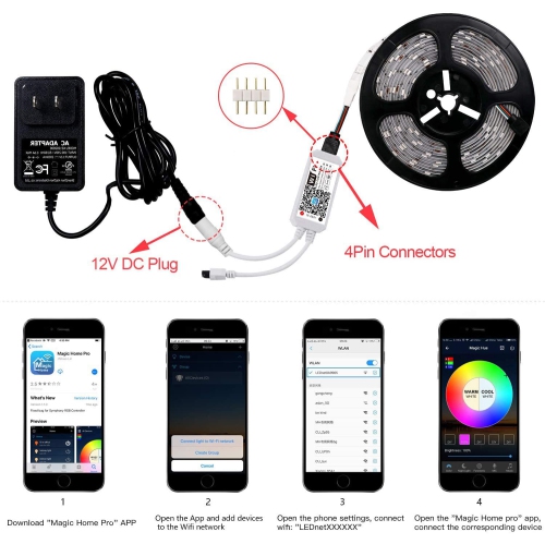 ISTAR WiFi Smart LED Strip Controller Convert Any RGB LED Strip into Smart WiFi Enabled Strip_ RGBW Option Dimmer Switch