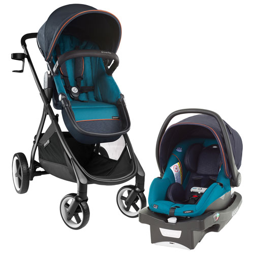 Evenflo Gold Shyft Smart Modular Travel System with LiteMax Smart Infant Car Seat - Sapphire Blue