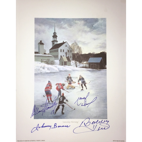 AUTOGRAPH AUTHENTIC  Signed J. Bower, B. Hull, A. Stanley, M. Dionne Lithograph