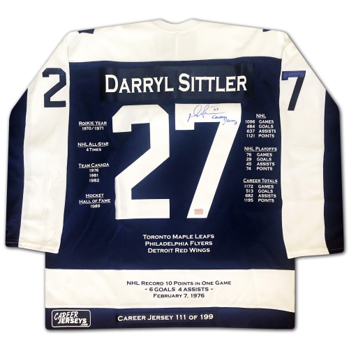 Darryl Sittler Career Jersey Signed - LTD ED 199 - Toronto Maple Leafs