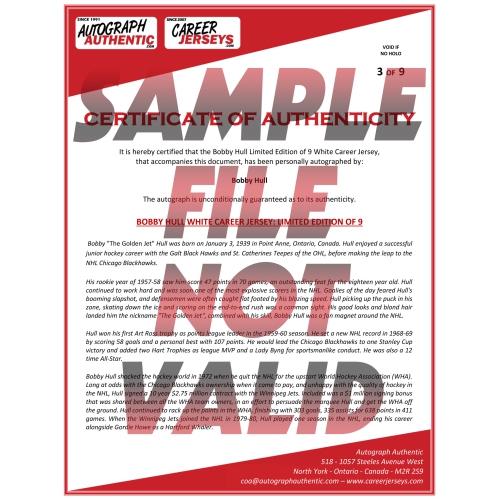 Darryl Sittler Career Jersey Signed - LTD ED 199 - Toronto Maple Leafs