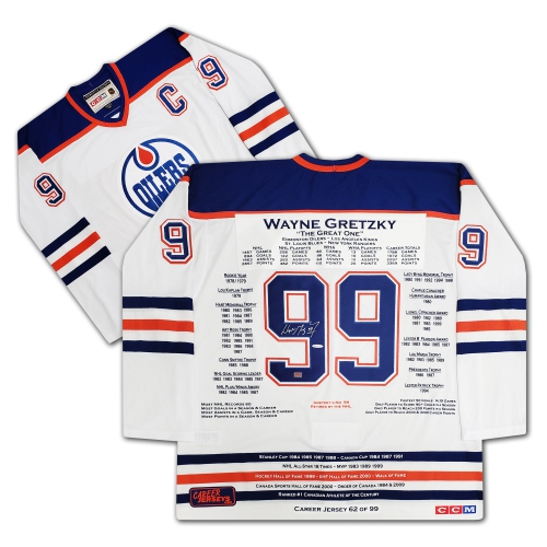 CAREER JERSEYS  Wayne Gretzky Career Jersey Uda Signed Ltd /99 In White