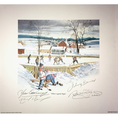 AUTOGRAPH AUTHENTIC  Signed Bower, Hull, Cournoyer, Dionne Litho