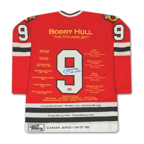 Bobby Hull Red Career Jersey Signed Ltd Ed 399 - Chicago Blackhawks