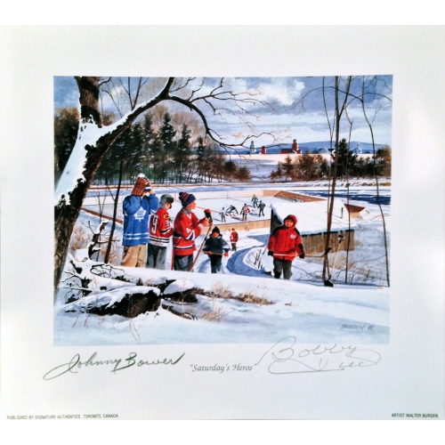 AUTOGRAPH AUTHENTIC  Saturday's Heroes - Signed By Johnny Bower And Bobby Hull (8.5" By 8")