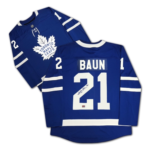 AUTOGRAPH AUTHENTIC  Bobby Baun Autographed Toronto Maple Leafs Jersey In Blue