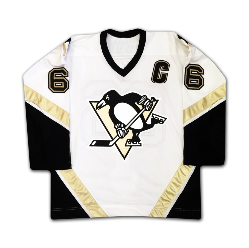 Mario Lemieux - Maillot blanc dédicacé des pingouins de Pittsburgh