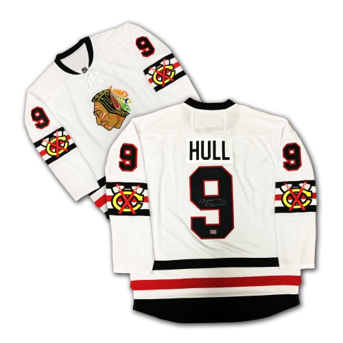 Maillot Bobby Hull Autographié Blanc Chicago Blackhawks