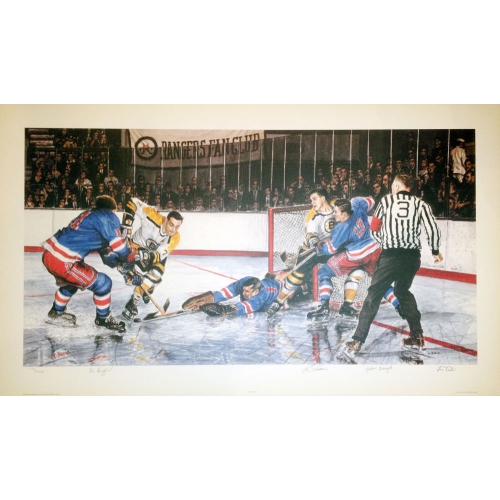 AUTOGRAPH AUTHENTIC  Signed In The Slot, Vic Hadfield, Ed Giacomin & John Bucyk