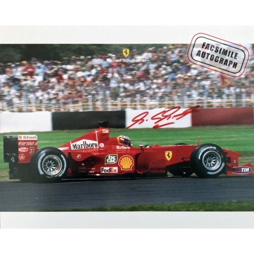 Facsimile Autographed Team Ferrari Michael Schumacher Action